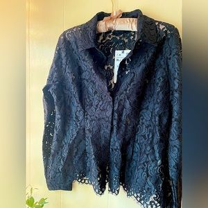 Zara black lace button up women’s size XL